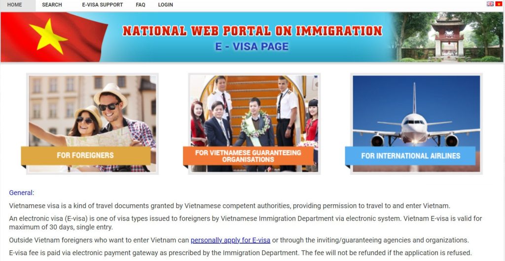 Offizielle Website für das E-Visum Vietnam