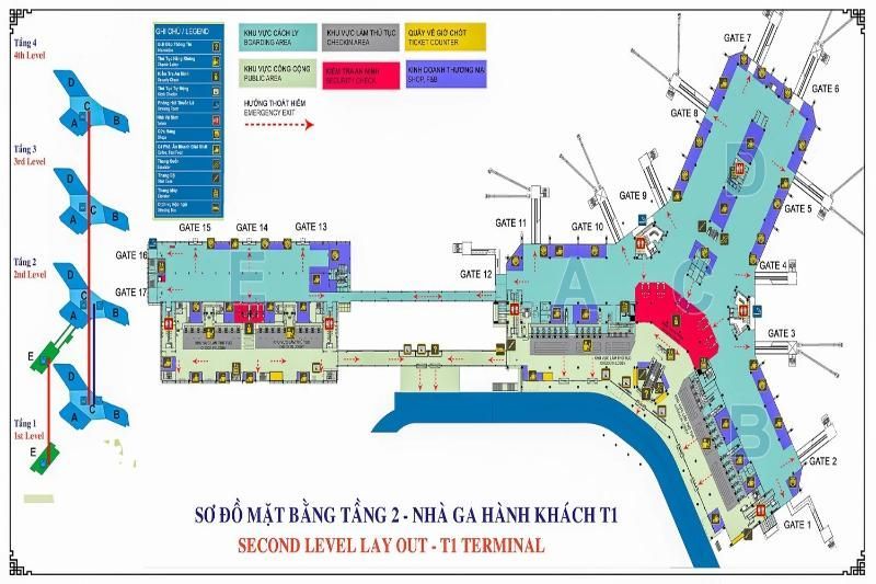 plan des terminals 1 und 2 am flughafen hanoi