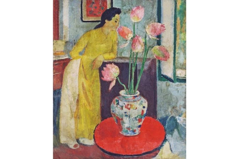 mädchen mit lotusblume