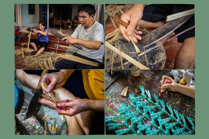 Was kann man in Hanoi unternehmen? Sehen Sie sich den Herstellungsprozess der Bambuslibelle an (Quelle: Hoai Nam, Zeitung Giao duc thoi dai)