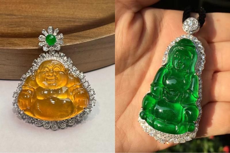 Anhänger mit eingravierten Buddha-Abbildungen