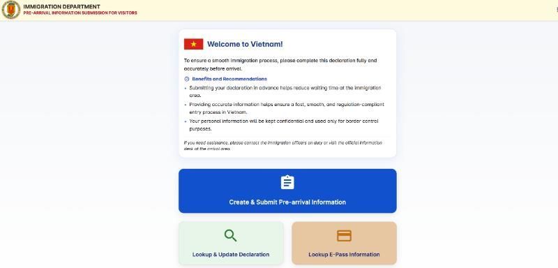 auf das offizielle Portal zugreifen, um die Einreiseformalitäten für Vietnam zu erledigen