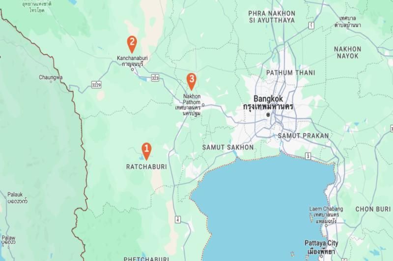 Karte der zentralen Region Thailands