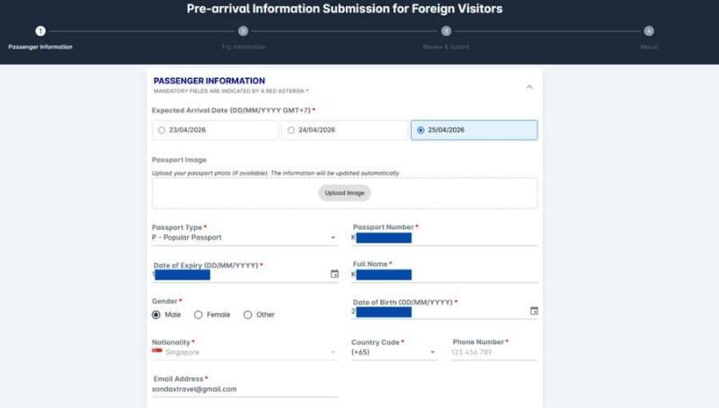 Passagierdaten vervollständigen